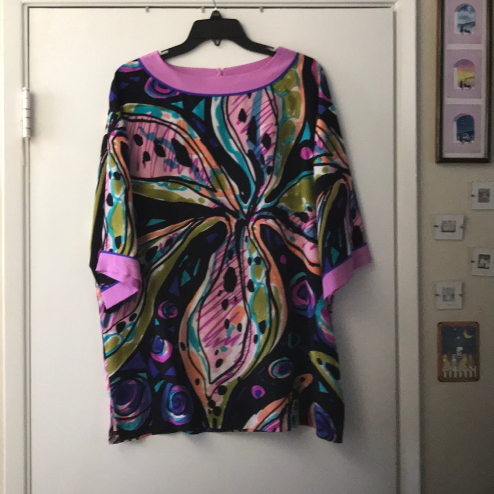 Bob Mackie Wearable Art Silk Top - Picture 1 of 8